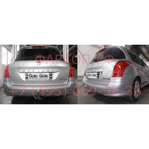 P041A GALIA Полностью оцинкованный фаркоп на Peugeot 308 универсал 2008-2013. Тип шара: A. Установка без снятия и выреза бампера. Нагрузки: 1700/75 кг, масса фаркопа 16,62 кг