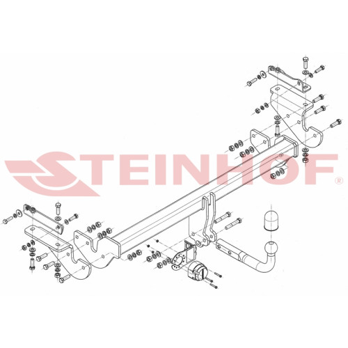 R-068 STEINHOF Фаркоп на Renault Kadjar 2015-2022 без подрезки бампера. Тип шара: A. Нагрузки: 2000/80 кг, масса фаркопа 26,1 кг (без электрики в комплекте)
