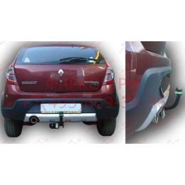 R110-A Лидер-плюс ТСУ для Renault Sandero Stepway 2008-2014 без снятия и выреза бампера. Нагрузки: 1200/75 кг, масса фаркопа 21,32 кг (без электрики в комплекте)