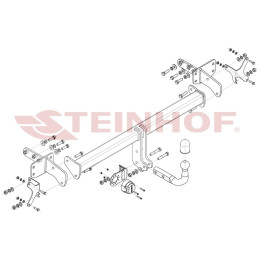 S-482 STEINHOF Фаркоп на KGM Korando 2023-, SsangYong Korando (CW) 2WD/4WD (также AdBlue) 2019-2023 без подрезки бампера. Тип шара: A. Нагрузки: 2100/120 кг, масса фаркопа 21,65 кг (без эл