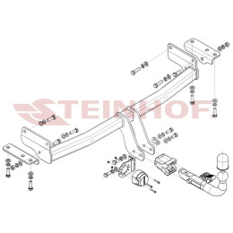 S-495 STEINHOF Фаркоп на KGM Tivoli Grand 2WD 2023-, SsangYong Tivoli Grand 2WD 2021-2023 без снятия и подрезки бампера. Тип шара: AH (горизонтальное быстросъемное крепление ша