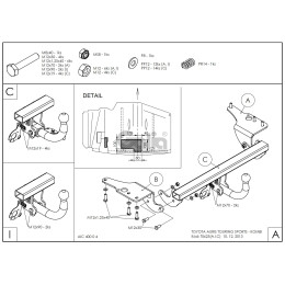 T062C GALIA Полностью оцинкованный фаркоп на Toyota Auris универсал 2013-2018. Подрозетник убирается за бампер. Тип шара: C (горизонтальный съемный). Устан