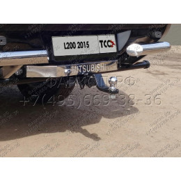 TCU00012 ТСС Фаркоп на Mitsubishi L200 2015-2019, 2019-2023 (только для а/м без заднего бампера) с накладкой с надписью Mitsubishi. Тип шара: E (шаровый узел под америка