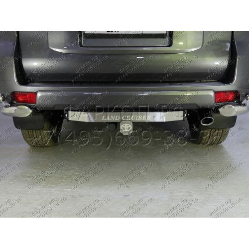 TCU00170 ТСС Фаркоп на Toyota Land Cruiser Prado 150 Black Onyx 2020-2023 с накладкой с надписью Land Cruiser без подрезки бампера. Тип шара: E (шаровый узел под американский квадрат). Нагрузки: 1800/120 кг