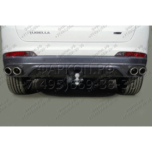 TCU00173 ТСС Фаркоп на Geely Tugella 2020-2024, KnewStar 001 2024-. Требуется подрезка бампера. Тип шара: E (шаровый узел под американский квадрат). Нагрузки: 1000/75 кг