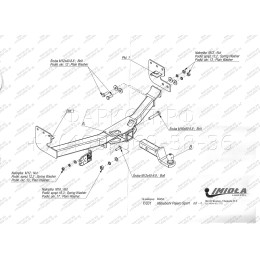 Y.031 IMIOLA Фаркоп Mitsubishi Pajero Sport 2008-2016, 2016-2021 без подрезки бампера. Тип шара: E. Нагрузки: 1500/75 кг (без электрики в комплекте)