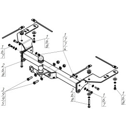 ZT101FE ZINCAR Полностью оцинкованный фаркоп на Toyota Land Cruiser 200 2007-2021 (кроме комплектаций Excalibur и Executive), Lexus LX 2007-2021 без выреза в бампере. Тип шара: FE. Н