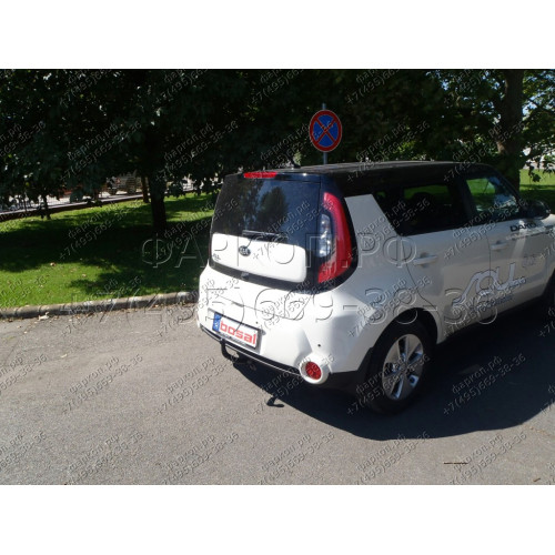 6754-A ORIS Фаркоп на Kia Soul 2014-2019. Необходима подрезка бампера. Тип шара: A. Нагрузки: 1100/75 кг, масса фаркопа 16,8 кг (без электрики в комплекте)