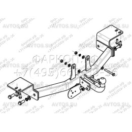 TY 21 AVTOS Фаркоп на Toyota Land Cruiser 120 2002-2009, Lexus GX 2003-2009 без подрезки бампера. Тип шара: A. Нагрузки: 1250/75 кг, масса фаркопа 22,5 кг (без электрики в компле
