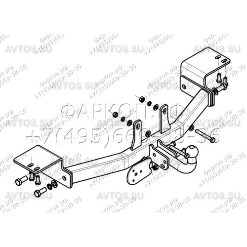 TY 21 AVTOS Фаркоп на Toyota Land Cruiser 120 2002-2009, Lexus GX 2003-2009 без подрезки бампера. Тип шара: A. Нагрузки: 1250/75 кг, масса фаркопа 22,5 кг (без электрики в комплекте)