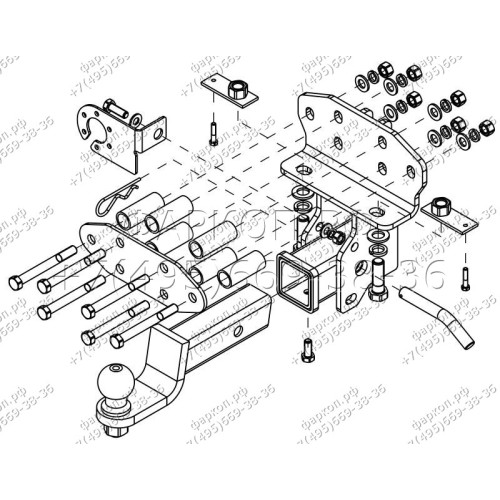 TY 53 AVTOS Фаркоп на Toyota Land Cruiser 200 2007-2021 без подрезки бампера. Тип шара: E. Нагрузки: 2500/120 кг, масса фаркопа 12,5 кг (без электрики в комплекте)