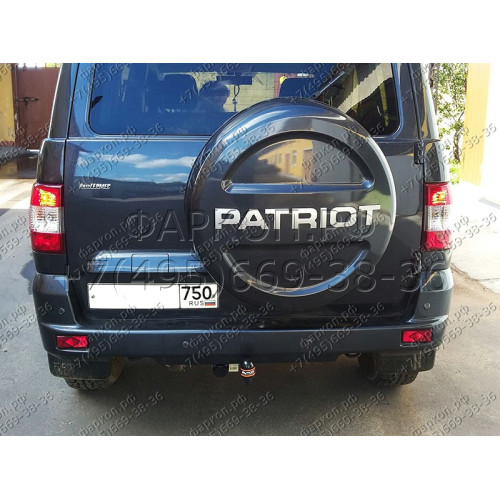 UAZ-04 AVTOS Фаркоп на УАЗ 3163 Патриот 2005-2015, 2015- без снятия и подрезки бампера. Тип шара: A. Нагрузки: 1500/100 кг, масса фаркопа 10,7 кг (электрика в комплекте) (без электрики в комплекте)