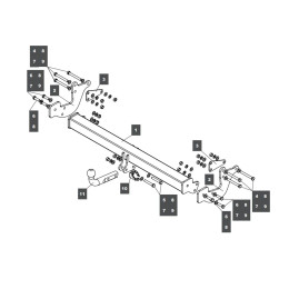139313 BALTEX Фаркоп на Mercedes V-Class w447 2014-, Mercedes Vito w447 2014-. Невидимая подрезка бампера. Тип шара: A. Нагрузки: 2500/100 кг, масса фаркопа 20,4 кг (без электрики 