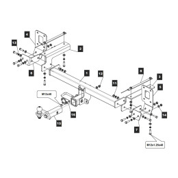 289205 TOWRUS Фаркоп на Haval F7 2018-2024, Haval F7x 2019-2024 без выреза в бампере. Тип шара: EA (E с антистуком). Нагрузки: 1500/100 кг, масса фаркопа 26,1 кг (без электрики