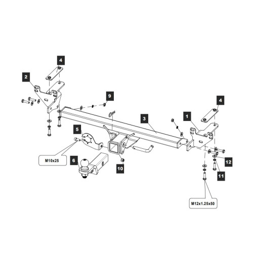 289239 TOWRUS Фаркоп на Chery Tiggo 8 Pro Max 2022-, Chery Tiggo 8 Pro 2021-2024, Chery Tiggo 8 2021-2024, Xcite X-Cross 8 2024-, Tenet T8 2025- без выреза в бампере. Тип шара: EA (E с антистуком). Нагрузки: 1500/75 кг, масса фаркопа 15,4 кг (без электрик