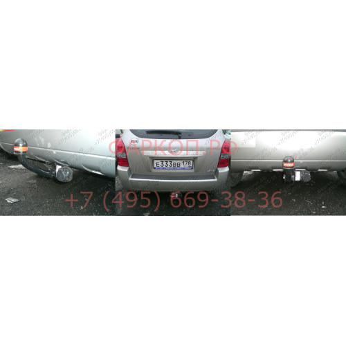 4235-A ORIS Фаркоп на Hyundai Tucson 2004-2010, Kia Sportage 2005-2010. Необходима подрезка бампера. Тип шара: A. Нагрузки: 1500/75 кг, масса фаркопа 23,9 кг (без электрики в комплекте)