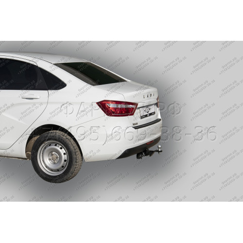 T-VAZ-41E TAVIALS ТСУ для Lada Vesta седан 2015-2022 без выреза бампера. Тип шара: E. Нагрузки: 1200/100 кг, масса фаркопа 12,8 кг (без электрики в комплекте)