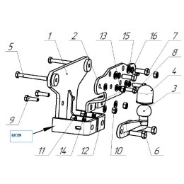 9029-F ORIS Фаркоп на Tank 500 2023-, Haval H9 2014-2020, Haval H5 2024-, Haval H9 2024- без выреза в бампере. Тип шара: F. Нагрузки: 2500/121 кг, масса фаркопа 12,72 кг (без электрики в