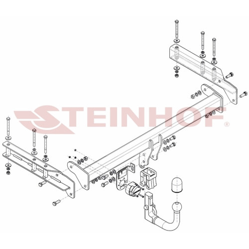 A-056 STEINHOF Фаркоп на Audi A6 Allroad 2000-2006 без подрезки бампера. Тип шара: AV (вертикальное быстросъемное крепление шара на ключе). Нагрузки: 2300/95 кг, масса фаркопа 25,6 кг (без электрики в комплекте)