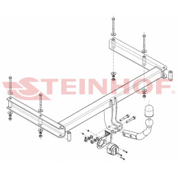 A-074 STEINHOF Фаркоп на Audi A4 B8 седан/универсал, в т.ч. Quattro, в т.ч. S-Line 2007-2015, Audi A5 2007-2015. Требуется подрезка бампера. Тип шара: A. Нагрузки: 2100/90 кг, масса