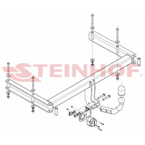 A-074 STEINHOF Фаркоп на Audi A4 B8 седан/универсал, в т.ч. Quattro, в т.ч. S-Line 2007-2015, Audi A5 2007-2015. Требуется подрезка бампера. Тип шара: A. Нагрузки: 2100/90 кг, масса фаркопа 18,6 кг (без электрики в комплекте)