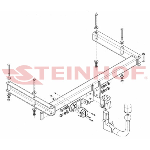 A-075 STEINHOF Фаркоп на Audi A4 B8 седан/универсал, в т.ч. Quattro, кроме S-line 2007-2015, Audi A5 (8T), кроме S-Line, S5, RS5 2007-2016. Требуется подрезка бампера. Тип шара: AV (вертикальное быстросъемное крепление шара на ключе). Нагрузки: 2100/90 кг