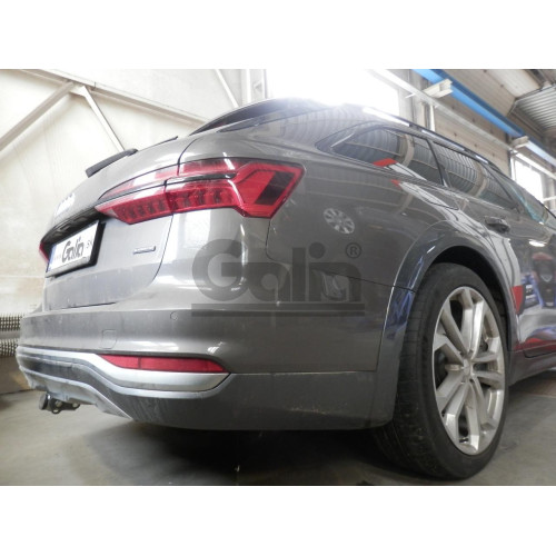 A051V GALIA Полностью оцинкованный фаркоп на Audi A6 седан/универсал 2019-, Audi A6 Allroad Quattro 2019-, Audi A7 Sportback 2017-. Подрозетник убирается за бампер. Тип шара: AV (вертикальное быстросъемное крепление шара на ключе). Невидимый вырез бампера