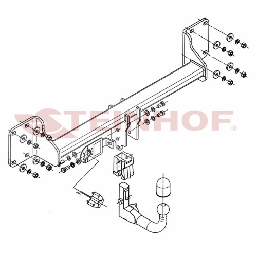 B-061 STEINHOF Фаркоп на BMW X5 E70 2007-2013, X5 F15 2013-2018, BMW X6 F16 2014-2019. Невидимая подрезка бампера. Тип шара: AV (вертикальное быстросъемное крепление шара на ключе). Нагрузки: 3500/150 кг, масса фаркопа 22,4 кг (без электрики в комплекте)