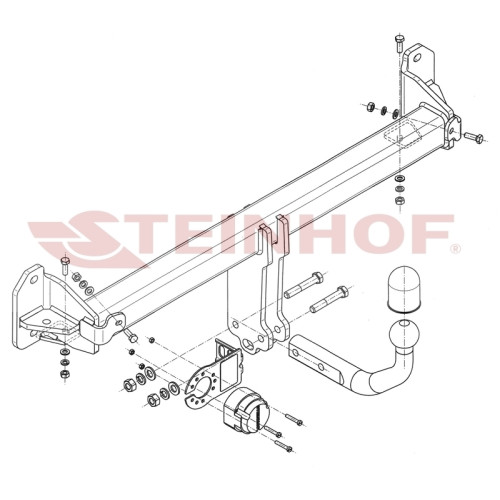 B-078 STEINHOF Фаркоп на BMW 7-Series F01 11/2008-09/2015 без подрезки бампера. Тип шара: A. Нагрузки: 2300/100 кг, масса фаркопа 17,5 кг (без электрики в комплекте)