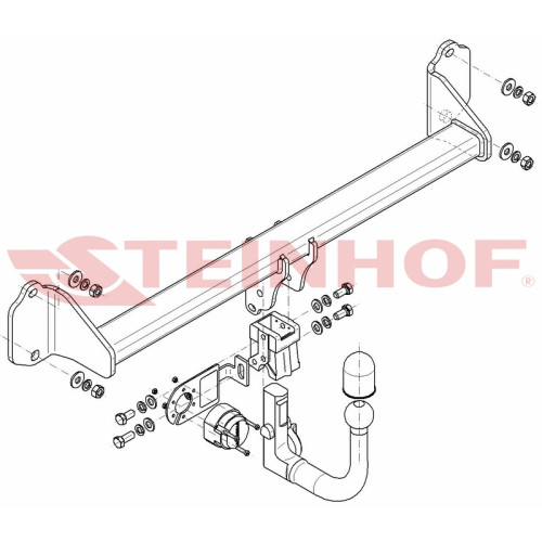 B-081 STEINHOF Фаркоп на BMW X1 F48 2015-2022 (без подрезки бампера), BMW 2-Series Active Tourer F45 2014-2021 (без подрезки бампера), BMW 2-Series Gran Tourer F46 2015-2021 (невидимая подрезка бампера). Тип шара: AV (вертикальное быстросъемное крепление 