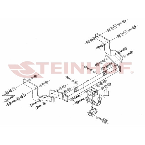 C-021 STEINHOF Фаркоп на Citroen Berlingo I 1996-12/2002, 01/2003-2008, Berlingo First 2008-2012, Peugeot Partner I 1996-12/2002, 01/2003-2008, Partner Origin 2008-2012 без снятия и подрезки бампера. Тип шара: A. Нагрузки: 1100/70 кг, масса фаркопа 13,6 к