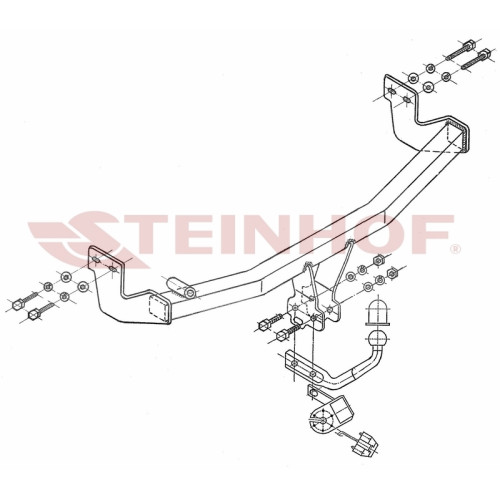 C-025 STEINHOF Фаркоп на Citroen C3 хетчбек 5 дверей, кроме Plurier/X-TR 2002-2009 без подрезки бампера. Тип шара: A. Нагрузки: 1100/50 кг, масса фаркопа 14,7 кг (без электрики в комплекте)