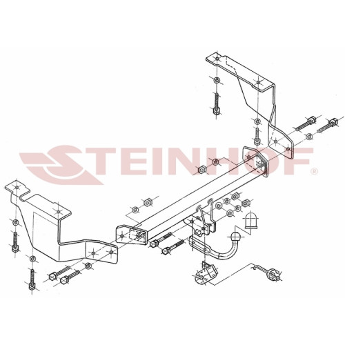 C-027 STEINHOF Фаркоп на Citroen C5 универсал 2001-2004, 2004-2008 без снятия и подрезки бампера. Тип шара: A. Нагрузки: 2000/85 кг, масса фаркопа 20,7 кг (без электрики в комплекте)