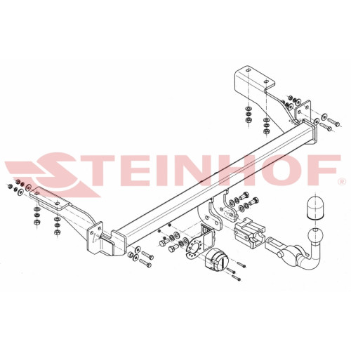 C-029 STEINHOF Фаркоп на Citroen C4 хетчбек 3/5 дверей 2004-10/2010, Peugeot 307 хетчбек 3/5 дверей 2001-06/2005, 07/2005-2007, Peugeot 308 2007-05/2011. Требуется подрезка бампера. Тип шара: AH (горизонтальное быстросъемное крепление шара на ключе). Нагр