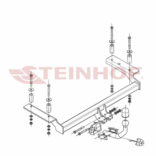 C-250 STEINHOF Фаркоп на Chevrolet Aveo хетчбек 3/5 дверей 2005-2011. Требуется подрезка бампера. Тип шара: A. Нагрузки: 1200/75 кг, масса фаркопа 17,5 кг (без электрики в комплекте)