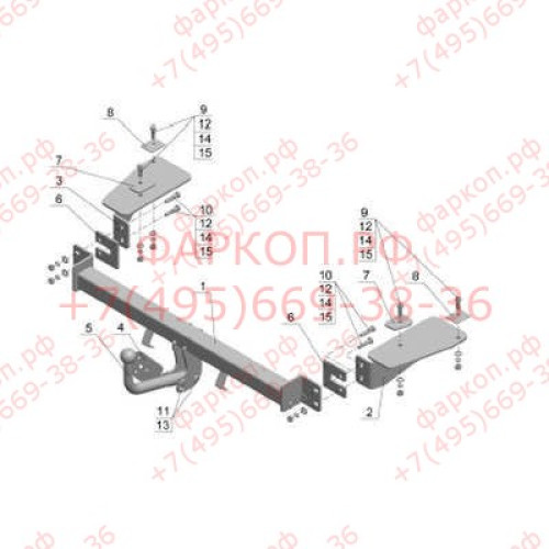 DW 06 AVTOS Фаркоп на Daewoo Kalos седан 2002-2006 необходима подрезка бампера. Тип шара: A. Нагрузки 1100/75 кг, масса фаркопа 23,5 кг (без электрики в комплекте)