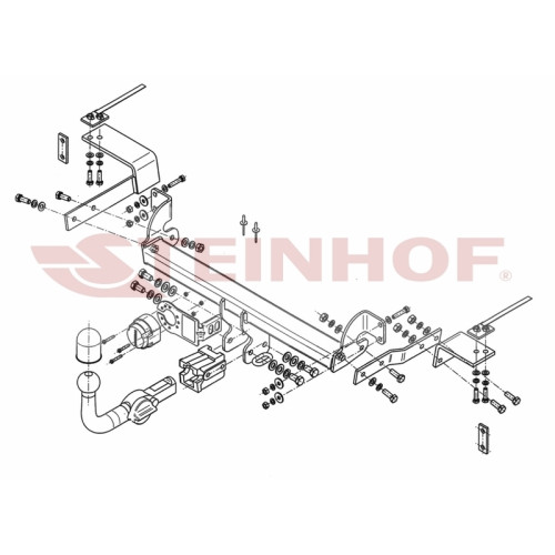 F-044 STEINHOF Фаркоп на FIAT 500, кроме Abarth 2007-2010, 2010- без подрезки бампера. Тип шара: AH (горизонтальное быстросъемное крепление шара на ключе). Нагрузки: 800/60 кг, масса фаркопа 15,1 кг (без электрики в комплекте)