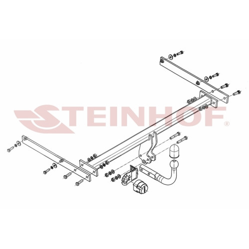F-249 STEINHOF Фаркоп на Ford Focus III хетчбек 5 дверей 05/2011-2018 без подрезки бампера. Тип шара: A. Нагрузки: 1800/75 кг, масса фаркопа 18,2 кг (без электрики в комплекте)