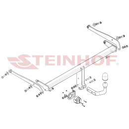 F-315 STEINHOF Фаркоп на Ford Puma (в т.ч. ST-line, ST Line X, Titanium, Titanium X, Hybrid) 09/2019-. Требуется подрезка бампера. Тип шара: A. Нагрузки: 1200/90 кг, масса фаркопа 16,9 кг (