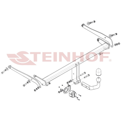 F-315 STEINHOF Фаркоп на Ford Puma (в т.ч. ST-line, ST Line X, Titanium, Titanium X, Hybrid) 09/2019-. Требуется подрезка бампера. Тип шара: A. Нагрузки: 1200/90 кг, масса фаркопа 16,9 кг (без электрики в комплекте)