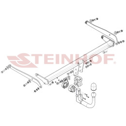 F-316 STEINHOF Фаркоп на Ford Puma (в т.ч. ST-line, ST Line X, Titanium, Titanium X, Hybrid) 09/2019-. Требуется подрезка бампера. Тип шара: AV (вертикальное быстросъемное креплени