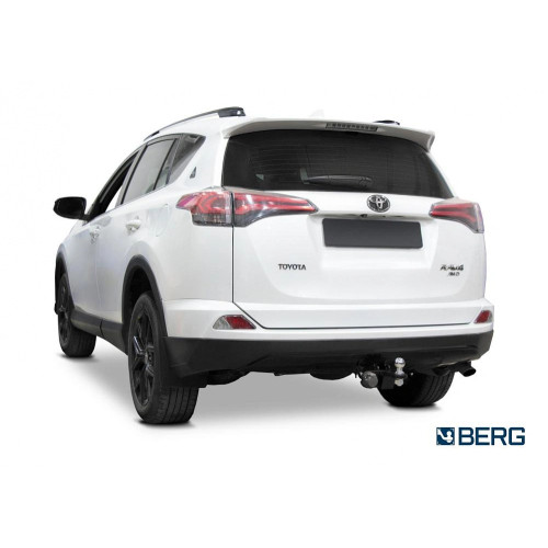 F.5711.002 BERG Фаркоп на Toyota RAV4 2013-2019. Требуется подрезка бампера. Тип шара: E. Нагрузки: 1200/75 кг, масса фаркопа 23 кг (без электрики в комплекте)
