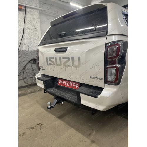 FA 0260-E Бизон Фаркоп на Isuzu D-MAX 2021- без подрезки бампера. Тип шара: E (легкосъемный шар под квадрат). Нагрузки: 3500/120 кг. Не комплектуется электрикой