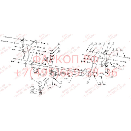 FA 0466-E Бизон Фаркоп на Nissan NP300 2007-2013 без подрезки бампера. Тип шара: E (легкосъемный шар под квадрат). Нагрузки: 3000/120 кг. Не комплектуется электрикой