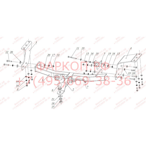 FA 0970-E Бизон Фаркоп на Mitsubishi Outlander XL 2007-2012 без подрезки бампера. Тип шара: E (легкосъемный шар под квадрат). Нагрузки: 3200/120 кг. Не комплектуется электрикой