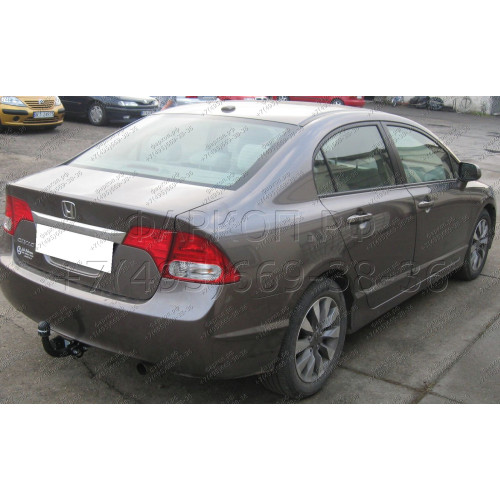 H-040 STEINHOF Фаркоп на Honda Civic седан (кроме Hybrid) 2006-2011. Требуется подрезка бампера. Тип шара: A. Нагрузки: 1200/85 кг, масса фаркопа 18 кг (без электрики в комплекте)