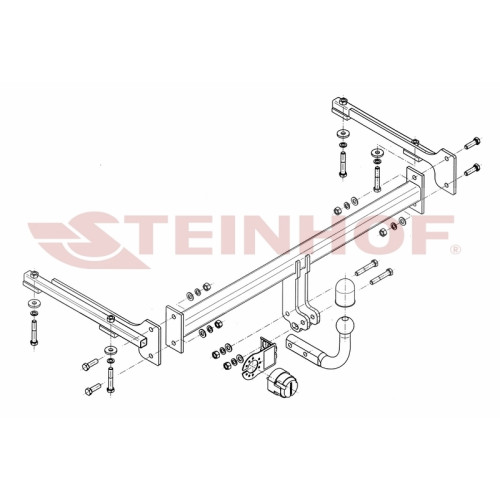 H-040 STEINHOF Фаркоп на Honda Civic седан (кроме Hybrid) 2006-2011. Требуется подрезка бампера. Тип шара: A. Нагрузки: 1200/85 кг, масса фаркопа 18 кг (без электрики в комплекте)