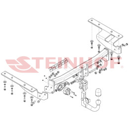 H-058 STEINHOF Фаркоп на Honda CR-V 2007-2012. Требуется подрезка бампера. Тип шара: AV (вертикальное быстросъемное крепление шара на ключе). Нагрузки: 2000/100 к