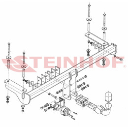 H-066 STEINHOF Фаркоп на Honda HR-V 3/5 дверей 2002-2006. Требуется подрезка бампера. Тип шара: AH (горизонтальное быстросъемное крепление шара на ключе). Нагр