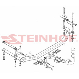 H-070 STEINHOF Фаркоп на Honda Jazz 2008-2014. Требуется подрезка бампера. Тип шара: AH (горизонтальное быстросъемное крепление шара на ключе). Нагрузки: 1000/95